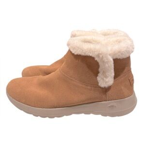 Skechers On the GO Joy Bundle Up Snow Bootie Suede Brown Women Size 10
